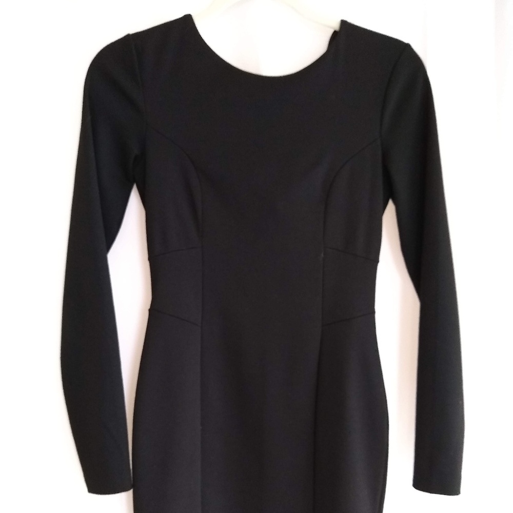 H&M Long Sleeve Black Fitted Mini Dress